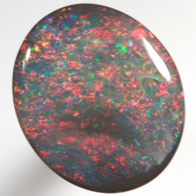 SOLID BLACK OPAL RARE Red - blue Floral Harlequin pattern SEE VIDEO